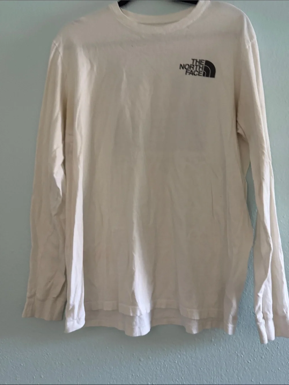 The North Face Long Sleeve Tee in Off-White with Black Logo